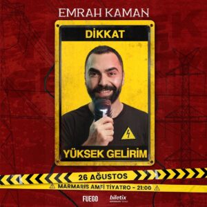 Emrah Kaman Instagram - Duyduk duymadık demeyin📣
“Yüksek Gelirim” Açıkhava Sahnelerindeee💥
19 Ağustos- Ümraniye Meydan Avm
26 Ağustos Marmaris ⚠️
31 Ağustos Altınoluk ⚠️
2 Eylül Çeşme ⚠️
3 Eylül Kadıköy- Watergarden Performans Merkezi⚠️
6 Eylül Ankara- Atılım Üniv. ⚠️
Biletler için link bio’da 🔥 @fuegoyapim