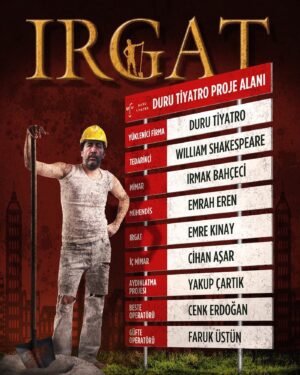 Emre Kınay Instagram - YENİ OYUN
 “IRGAT” 
 
Yüklenici Firma:​DURU TİYATRO
Tedarikçi:​William SHAKESPEARE
Yazan:​Irmak BAHÇECİ (Mimar)
Yöneten:​Emrah EREN (Mühendis)
Müzik:​Cenk ERDOĞAN (Beste Operatörü)
Dekor:​Cihan AŞAR (İç Mimar)
Işık:​Yakup ÇARTIK (Aydınlatma Projesi)
Şarkı Sözleri: ​Faruk ÜSTÜN (Güfte Operatörü)
 
Irgat: ​Emre KINAY
Beyzade: ​Sertaç Nicholas GÜDER
 
 
SESLER
Hünkar: ​Oktay KAYNARCA
Travesti: ​Bülent ÇARIKÇI
Ay Parçası: ​Elif ÜRSE
General: ​Beyti ENGİN
Gerilla: ​Emrah EREN
Anne: ​Şebnem ÜNALDI
Haber Bülteni Sunucusu: ​Ece SARUHAN
Canlı Yayın Sunucusu: ​Erol Ozan AYHAN
Politikacı: ​Bekir ÇİÇEKDEMİR
Belgesel: ​Faruk ÜSTÜN
Beyzade: ​Sertaç Nicholas GÜDER
Irgatlar Rabarbası: ​İsmail YILDIZ, Erol AYDIN, Anıl ÇETİNKAYA, Sercan YENER, Enis AYBAR, Tolga YETER, Şener SAVAŞ, Emin ÖNAL, Serhan ALBEN, Emrah AKŞIK (Rabarba Seslendirme Yönetmeni: Emrah AKŞIK)
 
Yönetmen Yardımcısı: ​Ahmet BALTA
Afiş Tasarım:​Ahmet ERDOĞAN
Oyun Fotoğrafları:​Emre MOLLAOĞLU
Sahne Amiri: ​Saldıray ÇAKAR
Işık Kumanda: ​​Erkan KALKAN, Emre ÇULHA
Ses Kumanda: ​Ezgi KATI
Sahne Teknisyenleri: ​Bahattin ATAK, Uğur DUMANGÖZ
Prodüksiyon Asistanı: ​Barış ULUSOY
 
Teşekkürler;
 
Hakan GÜLETINMAZ
Özgehan ÖZTURAN
Stüdyo 5
Bersis YILMAZ
Onur CANPEK
Sami MORHAYİM
dükkan
Prömiyer
 25 Ekim 2021 
Saat: 20.00
Program:
26 Ekim 2021
Saat: 20.00
KASIM PROGRAMI;

22 KASİM 2021 (Özel Gösterim)
 
25-26-27 KASİM 
Saat 20.00

Matine; 
28 Kasım (pazar) 
saat 18.00
 Biletler ;
@biletinial 
@biletix