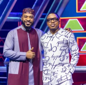 Enyinna Nwigwe Instagram - Happiness is when you make lots & lots of money having fun with your favorite celebrities! Congratulations to the winners 🎊

Thanks for bringing your awesome energy to the show! @realwarripikin @aproko_doctor 
.
.
.
.
.
.
.
Watch Pyramid Game Show, every Saturday on African Magic Showcase Ch 151 6:30 pm WAT and African Magic Family Ch 154 by 7:00 pm WAT

Repeats on African Magic Showcase Channel 151  Tuesdays 11.30am WAT 

African Magic Family Channel 154 Wednesdays 2PM WAT

Follow @pyramidgameshowng to win prizes from home!