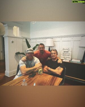Eric Braeden Instagram - With my son, Christian and his stunt coordinator , discussing action scenes for DEN OF THIEVES sequel!