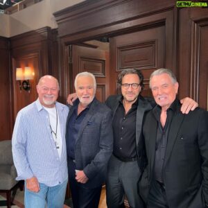 Eric Braeden Instagram - I thought I’d go slumming on the set of The Bold and the Beautiful. Visiting with my old friends, Thorsten, John, and the former EXP, Ed Scott at @youngandrestlesscbs 😂