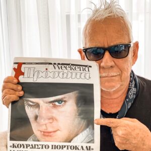 Eric Burdon Instagram - It’s all Greek to me but recognized #myfriend #malcolmmcdowell #stanleykubrick #clockworkorange #tanea #athens #greece