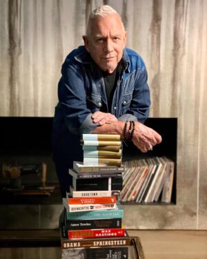 Eric Burdon Instagram - With another possible lockdown looming ahead, I’ve come prepared for battle! Thank you @evripidis_bookstores 

@earthstears #peacesign #bracelet 
#thelyrics @paulmccartney 
#bornintheusa @springsteen 
@barackobama 
#soldiers #maxhastings #thelincolnhighway amortowels
#themagician #colmtoibin  #agentsonya @benmacintyre1
#churchillandorwellthefightforfreedom  #darktown @mullenwrites 
#AlexandreDumas #thecountofmontecristo #thomassavage #thepowerofthedog 
#victorhugo #thehunchbackofnotredame
#dostoevsky #crimeandpunishment
#ernesthemingway #AFarewelltoArms
#forwhomthebelltolls
#grahamgreene #BrightonRock
#covid #lockdown 

📸 @marianna_burdon