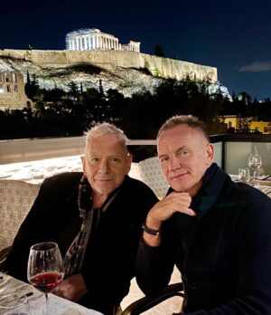 Eric Burdon Instagram - Two Englishmen in Athens! Happy birthday @theofficialsting Love Eric! #acropolis #odeonofherodesatticus @earthstears 📸 @marianna_burdon