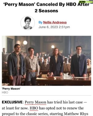 Eric Lange Instagram - Well… this is a bummer, guys. 😔 But, thanks to everyone who tuned in and thanks to @officialteamdowney and @hbo for having me along these last two seasons. It was an honor to stand alongside a phenomenal cast and crew. 🫶🏻 @perrymasonhbo