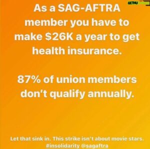 Eric Lange Instagram - To the people who aren’t informed about the makeup of our union… it’s a middle class union with a highly visible top 1%. Many people have one other job, if not two. I don’t know a single person with a private jet. #sagaftrastrong
