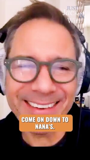 Eric McCormack Instagram - Come on down to Nana’s for a French dip and a haircut! 😂

A new episode of #JJAW is out now.  @seanhayes @eric_mccormack. Link in bio to listen