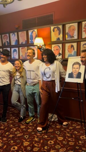 Eric McCormack Instagram - The cast surprised @eric_mccormack with this awesome moment at his @sardisnyc caricature reveal!! #RICE