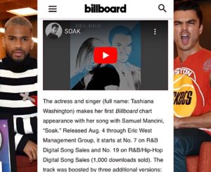 Eric West Instagram - Every win is a win. When @SamuelMancini and I released “Feed the Fire” in 2020, we never anticipated we’d be living through a pandemic, but bigger than that, we never expected the mixtape I executive produced and co-wrote on would enter the Billboard albums charts twice and go #1 on the Top New Artists Albums Chart on Luminate/Soundscan. We were a little unprepared for how fast things would move.

Skip to 2023. I had an idea to get @samuelmancini and
@tashianawashington on a record together. Three weeks ago, we released #SOAK. You guys got it to #1 on iTunes! It debuted in the Top 10 of the Billboard R&B Sales Chart, making it my FIRST Top 10 Billboard Hit as a producer, and it has also done well in the UK, moving into the
Top 35! 

Thanks to Samuel, Tashiana, @ahotcutofjoe, and @itisfrannci
for working with me on this record and trusting that I knew we could do big things! It’s only the start.

@hannahobadiah - Thank you for being our fearless leader at @AWAL. You are the best. @SashaJordan_ @Jacrossi. Thank you as well. 

🎼 @MusicGardenStudios @realtyhickson @alvydaloca.

To all of the DSPs, thank you a billion times. @pukownik @uh_keem @yan.snead @joey_0074 @alaysiasierra @amazonmusic @spotify
@applemusic @pandora @anghami and everyone else! Your support means a lot!

Thanks to all of the radio stations around the world that are starting to play SOAK!

And all the friends that pick up the phone when I need advice! Thank YOU! @orfeh @neilperry @joeyharrisinc @stefanie.fair @officialmissrnb @jeannieortega 

E