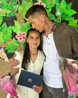 Eric Winter Instagram - I cannot believe my baby girl is now in middle school. Sebi your strength, drive, and kindness  truly define the young lady you are becoming. I’m in awe and so proud of you. May god continue to bless you and watch over you. Congrats baby girl. Sky is the limit! #herewecome #7thgrade #prouddad