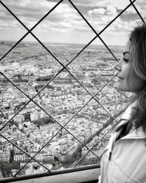 Erica Durance Instagram - So I checked and French law says you’re allowed to look like a complete tourist if you’ve made it to the top without bawling. #truestorybro #eiffeltower #touristlife