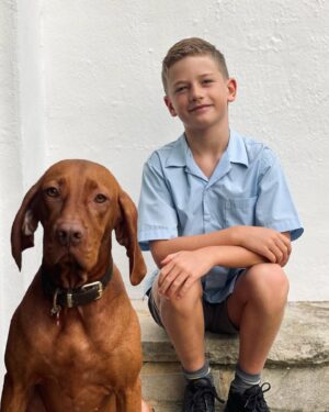 Erika Heynatz Instagram - Whiskey doesn't do poker face, just a stiff peanut butter lip on first day of year 3 for Charlie.