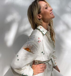 Erika Heynatz Instagram - Antipodean Paradiso Dress for THE LUNCH. Thanks @tarynwilliams Love being introduced to a new label!