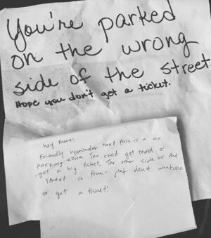 Erinn Hayes Instagram - Awwww how cute, baby’s first parking notes. 😂 #newlicensewhodis #16andlearning @_maggie_mae._