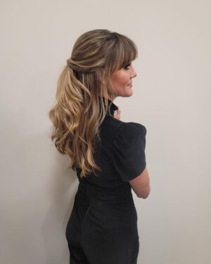 Erinn Hayes Instagram - And here’s my glam appreciation post. Thanks to @lexwmakeup and @aims888 for making me feel pretty last night. Love sitting in a chair and being able to say do whatever I trust you. Also Amy literally gave me the bra she was wearing (!!) when I realized I forgot mine and then they coached me through this incredible corner of the room photo shoot. Plus alexis is a whiz at backgrounds and now I guess I have a composite headshot in case I want to get a job in an office or the woods? Lastly. Fancy fun velvet jumpsuit from @aliceandolivia got mine at Bloomies.