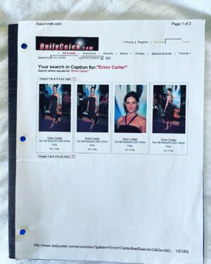 Erinn Hayes Instagram - Omg. How adorably grandparents is this? Going through their old photo albums I found this search page they printed up and reinforced the 3 holes and stuck in the back. Baby’s first red carpet maybe 2002?