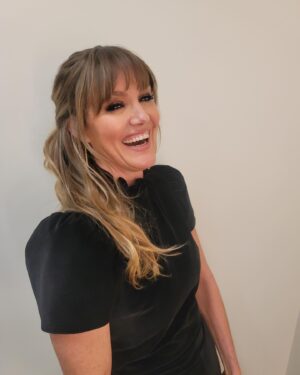 Erinn Hayes Instagram - And here’s my glam appreciation post. Thanks to @lexwmakeup and @aims888 for making me feel pretty last night. Love sitting in a chair and being able to say do whatever I trust you. Also Amy literally gave me the bra she was wearing (!!) when I realized I forgot mine and then they coached me through this incredible corner of the room photo shoot. Plus alexis is a whiz at backgrounds and now I guess I have a composite headshot in case I want to get a job in an office or the woods? Lastly. Fancy fun velvet jumpsuit from @aliceandolivia got mine at Bloomies.