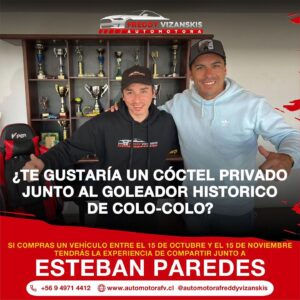 Esteban Paredes Instagram - :::: ::::CONCURSO @AutomotoraFreddyVizankis::::

✅🚘PARA TODOS LOS QUE COMPREN VEHÍCULOS DESDE EL 15 DE OCTUBRE AL 15 DE NOVIEMBRE…

✅🚘ESTARÁN JUNTO A UN ACOMPAÑANTE EN UN COCTEL PRIVADO CONMIGO EN LA AUTOMOTORA.

✅🚘 TAMBIÉN SORTEAREMOS 2 ENTRADAS DOBLES PARA EL EVENTO ENTRE NUESTROS SEGUIDORES.

✅🚘 EL SORTEO SERÁ EL 15 de NOVIEMBRE A LAS 21:00 EN UN VIVO EN MI INSTAGRAM.

CÓMO PARTICIPAR ?

✅SEGUIR LA CUENTA @automotorafreddyvizanskis 

✅DEJAR UN COMENTARIO EN LA PUBLICACIÓN POR QUÉ DEBERIAS GANAR Y CON QUIÉN IRÍAS?

✅COMPARTIR ESTA PUBLICACIÓN EN TUS HISTORIAS Y ETIQUETARNOS.