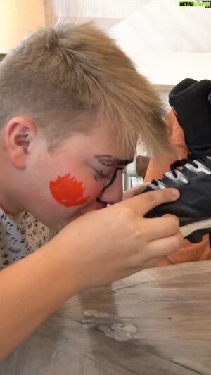 Ethan Fineshriber Instagram - Drinking milk out of a shoe! 🤣 @ethanfineshriberofficial @casynkjar