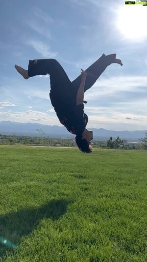 Ethan Fineshriber Instagram - Flash kick at golden hour over the Salt lake Valley.  #flashkick #goldenhour #ethanfineshriber #ninjakid #atanation #atamartialarts #ataambassador #atabrandambassador