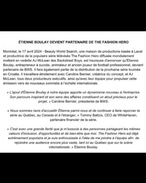 Étienne Boulay Instagram - NOUVEAU PROJET • NEW PROJECT Je suis très fier de me joindre à la belle équipe de @thefashionherotv aux côtés de @bernier9689 et @aj_mclean • I’m very excited to join the amazing THE FASHION HERO team alongside Caroline Bernier & AJ McLean !  Une série télévisée révolutionnaire qui prône la diversité et l’inclusivité tout en éliminant les barrières et en célébrant la beauté non conventionnelle!