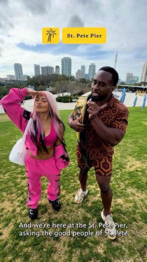 Ettore Ewen Instagram - In celebration of @WWE Royal Rumble coming to @TropicanaField on Jan. 27th, @WWEBigE & @ZelinaVegaWWE hit the streets of St. Pete to discover the best dining spots, watering holes, and things to do in the St. Pete/Clearwater area and this is what we learned.☀️🌴

What must-try food spots did they miss? 🤔