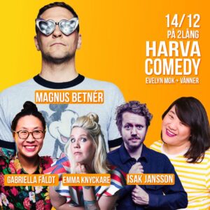 Evelyn Mok Instagram - 🎉 HÖSTEN PÅ HARVA ÄR HÄR! 🎉

🎤 Under fem kvällar i höst bjuds det på skratt på 2lång! Se komikerveteraner slipa på nygamla rutiner, nykomlingar leverera sina bästa skämt & internationella gäster skoja på engelska! Jag själv står och konfar er genom säsongen! Ska bli så ohyggligt kul!

📣 Vi drar igång på @2lang30 14 sept med inga mindre än Carl-Einar Häckner, Kirsty Armstrong, Isak Berg & Adam Elgström!

🎫 Biljetter hittar ni via länken i min profil! 
Vi har earlybird-biljetter för bara 200kr (begränsat antal för varje show)!

🫶 Vi ses i höst på Harva Comedy!

Höstens föreställningar:

14 SEPT
@carleinarhackner 
@fistyarmstrong 
@_isakberg 
@adam.elgstrom 

12 OKT
@ahmedberhan_ 
@harrietkemsley (kör på engelska)
@donataskveselys (kör på engelska)
@wildhjur 

13 OCT - ALL ENGLISH NIGHT
with special guests comedians from the UK!
@harrietkemsley 
@sunilpatelsolutions 
@donataskveselys 
@sunnyvkcomedy 

16 NOV
@nissehallberg 
@johabbed 
@tinabergerus 
@pojkenmedtramsbyxorna 
med gästkonf @potitoz

14 DEC
@magnusbetner 
@isakjansson 
@knyckare 
@doohee81