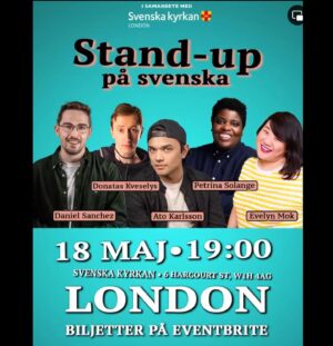 Evelyn Mok Instagram - I bibeln kan man läsa: ”Var alltid glada…”, så, i samarbete med svenska komiker, arrangeras en rolig kväll 18 maj. Biljetter finns på Eventbrite. 😃 @evelynmok @atokarlsson @petrinasolange @danielsanchez @donataskveselys