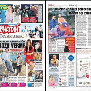 Evrim Solmaz Instagram - Biraz sohbet ettik😉 a piece of conversation🍭 
Röportaj @oguzhantoraci 
Kostüm @ozlemsuer 
Fotoğraf @ufukaltunkas
Mekan #ozlemsuerhouse
✌️💋🦄💎🍀☀️
#babalargünü  #sabah #gunaydin #gazete #röportaj #fathersday #newspaper #iyipazarlar #loveandlight 😊🙏✌️💋
