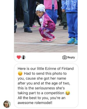Ezinne Okparaebo Instagram - Made my day! Ezinne is gorgeous and I’m loving the game face 💪🏾😍. Thanks @nooraolui for the lovely  message and that I can share this beautiful picture of your daughter ❤️.
