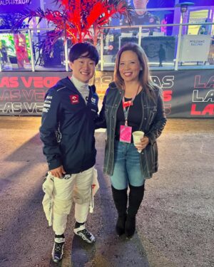 Fanny Veliz Grande Instagram - We are big @f1 fans. Last night was a dream. Since we’re in the business we are used to seeing famous actors but meeting the drivers, getting to chat with the mechanics and the team principals I was star struck! I truly felt like a little kid going to Disneyland for the first time. Thank you for having us. #lasvegas #grandprix #f1