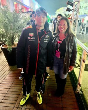 Fanny Veliz Grande Instagram - We are big @f1 fans. Last night was a dream. Since we’re in the business we are used to seeing famous actors but meeting the drivers, getting to chat with the mechanics and the team principals I was star struck! I truly felt like a little kid going to Disneyland for the first time. Thank you for having us. #lasvegas #grandprix #f1