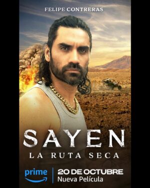 Felipe Contreras Instagram - Sayen La ruta seca !! 
El 2021 participé con un pequeño rol en esta película que estoy seguro quedó increíble y se viene con todo 💥 
Agradesco mucho haber podido aportar con un granito de arena en esta tremenda producción, que tiene un elenco de lujo y se, que la va a romper y les va a encantar 😉🔥
Aprendí, crecí y me divertí un montón haciéndola!! 🙌💫
.
.
Acá les dejo las fotos de promoción y alguna imágenes de adelanto 😉✌️🌟 
.
“Sayen, la ruta seca” desde el 20 de octubre, solo por @primevideolat 
#sayen2