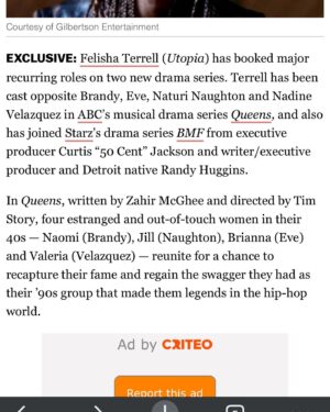 Felisha Terrell Instagram - Blessings on Blessings! Thank you 🙏🏾🙌🏾There are just some projects that you know are SPECIAL…I am incredibly grateful to be a part of not 1-..but 2 of them!! A special thank you to the @zterps your writing is awesome and so is your kindness!  Thank you @slwindy and @timkstory for having me- it’s such a joy to be a part of this incredible cast and can’t wait for the world to be captivated by @queensabc 
And WOW..what can I say about @bmfstarz …just premiered this week and ya’ll ain’t seen nothing yet! Thank you @gpierre722 @tvsrandyhuggins @50cent and @tasha4realsmith  for the opportunity to be a part of this cast..this story🔥🔥🔥 

Thank you to my team for your incessant drive to help me achieve my dreams @melissabethhirschenson @agwhite1014 @mjbordenla

Photo 📷 @ucwhateyec ❤️