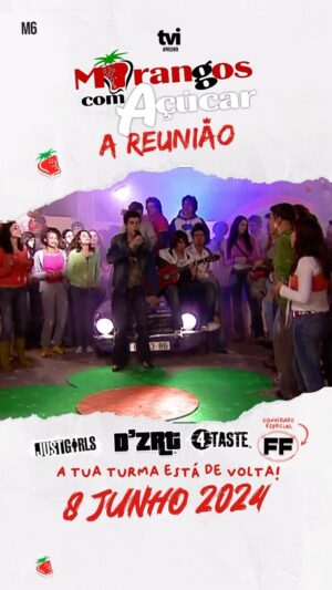 Fernando Fernandes Instagram - Quem se lembra desta cena nos @morangoscomacucar ?

A TURMA ESTÁ NOVAMENTE REUNIDA! Dia 8 de Junho sobem todos ao palco do Passeio Marítimo de Algés 🍓

@dzrt.oficial @justgirlsoficial @4tasteoficial @ff_fernandofernandes e moranguitos🍓 

Vais ficar de fora?
Junta a tua turma e vem à Reunião do Ano
www.areuniao.pt