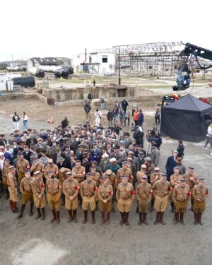 Finn Wittrock Instagram - In 1936, a German man, presumably identified as August Landmesser, was photographed refusing to perform a Nazi salute and crossing his arms in defiance.

Swipe to see behind-the-scenes photos of how this shot was recreated in #AvaDuVernay’s ORIGIN.

#ORIGINMovie is now playing in theaters. Get tickets at originfilm.com via the link in bio.