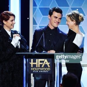 Finn Wittrock Instagram - I love giving statues to Renee. There are undoubtedly many more to come. #hollywoodfilmawards