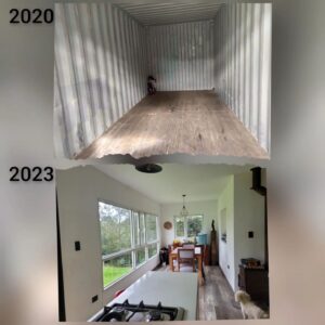 Fiona Horsey Instagram - Quien ve a Sofia en el rincon del contenedor?? De Contenedor Maersk de 40 pies a sala/ cocina/comedor..y continúa la transformación... con paciencia,  esfuerzo y amor!! Y a veces sangre y lágrimas! 

Who can see Sofia in the corner of the container?? From 40ft Maersk Contatiner to living/ kitchen/ dining area...and the process continues...with patience, effort and love!! And sometimes tears and blood! 

 #containerhouse #container #casacontenedor #contenedores #construir #build# dreamhome #renovation #transformar #shippingcontainer #contenedormaritimo