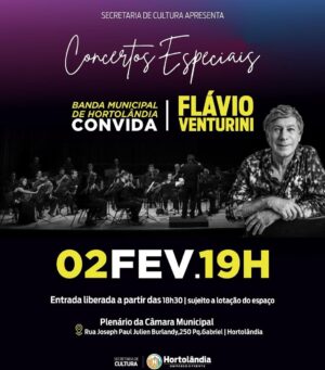 Flávio Venturini Instagram - Alô, Hortolândia!
Estamos chegando… dia 02/02/24 às 19:00 entrada gratuita sujeita a lotação. 
#hortolandia #hortolândia