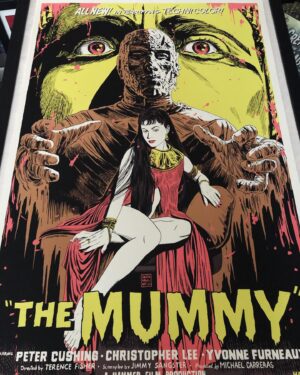 Francesco Francavilla Instagram - THE MUMMY IS HERE!!! Pt.2
Got my APs of my 3rd @hammer_films and 1st with @madebymutant officially licensed poster for Hammer’s THE MUMMY, directed by Terence Fisher and starring Peter Cushing, Christopher Lee, and Yvonne Furneaux with my hand drawn title and credits and everything, as always. These were printed by the excellent @dl_screenprinting and as always they did a tremendous job! 
This variant edition is available now at https://www.madebymutant.com/merch/458529-francesco-francavilla-the-mummy-variant-poster