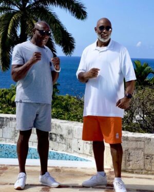 Frank Bruno Instagram - 12 months ago I was in the Caribbean filming with my old adversary @LennoxLewis it was warmer! It was good to catch up with him & forge a friendship that only boxers understand after trying to hurt each other in the ring many years ago. #morning #lennox #boxers #warm #carribean