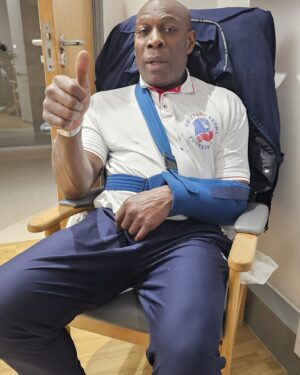 Frank Bruno Instagram - Afternoon I have asked the office to do this post as I have had to have a whole new shoulder fitted today I will be off work for a few weeks and will not be posting on social media so much I feel groggy & wont be on a punchbag for a while the joys of my career!! Thank you for your caring notes  #hospital #shoulders #afternoon