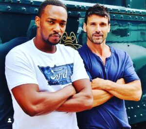 Frank Grillo Instagram - Sometimes we meet people in life that you know are gonna stick around. Me and this guy @anthonymackie been brothers a long time now. Oh ... and congrats on a little show called #thefalconandthewintersoldier. P.S.  i beat his #ass in #wintersoldier 🤩😂