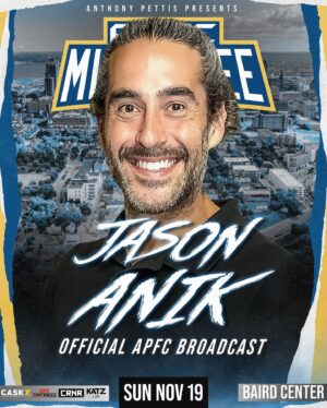 Frank Mir Instagram - Your Favorite Broadcast Team’s Favorite Broadcast Team 🚨

Top UFC Welterweight and future title challenger Belal Muhammad returns to the APFC booth Sunday night! 

Former UFC Champion and one of the best heavyweights ever Frank Mir makes his first appearance on the panel!

Jason Anik is back to bring some of the best calls in the game live to our APFC Faithful from Milwaukee! 

Ben “The Bane” Davis returns to the booth fired up as ever and ready to bring you all of the year-ending action!

Finally, MC Michael Hanson will have the crowd and the viewing audience in tune with all in ring announcements!

Our commentary panel is ABSOLUTELY STACKED!! Join us on UFC Fight Pass Sunday night to not miss a second of the action at #APFC9 😤