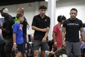 Frankie Edgar Instagram - UFC hall of Famer @frankieedgar not only took his career as far as he possibly could, he now focuses his time on developing the youth and making the people around him as strong as possible. Having him around definitely spices things up a bit ! 

2024 Bison Duals

@tyrantwrestling 

📸 @cutzconnect