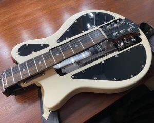 Fred Armisen Instagram - I’ve been having to fly to some shows on this tour, and @ciariguitars has been making it all so much easier to do. @theangieswan told me about these foldable guitars. They really do sound great. Btw, the company didn’t ask me to do this. I bought the guitar and I am so glad I did. It folds, with strings on, by pulling a lever at the back. Really easy to use, and it basically stays in tune after unfolding it. I also like how it looks! 
Photo credit from Anchorage: @taskertasker