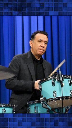 Fred Armisen Instagram - Fred Armisen (@sordociego) shows off his drumming skills to Jimmy. #FallonTonight