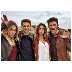 Freddie Thorp Instagram - Don't know why we were pulling faces....👹🤡 @overdrivemovie @ana_d_armas @gaiaweiss @scotteastwood