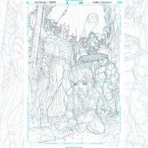 Freddie Williams II Instagram - Cowabunga, It's TURTLE TUESDAY! Batman/TMNT Black and White (ink wash) Issue 4 cover from the original crossover series, included are the layout inks and breakdown sketch.