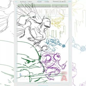 Freddie Williams II Instagram - It's TURTLE TUESDAY! Featured here is the Batman / TMNT black and white issue 2 cover for the original crossover series, included is the layout inks and breakdown sketch.